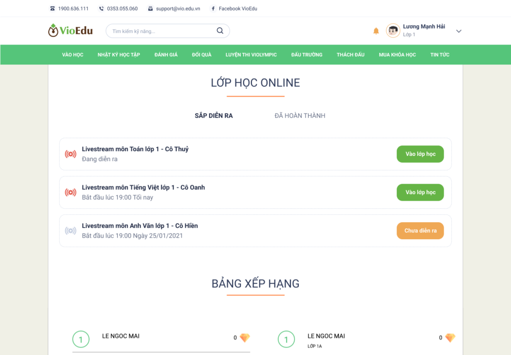 lớp học trực tuyến Microsoft Teams trên VioEdu