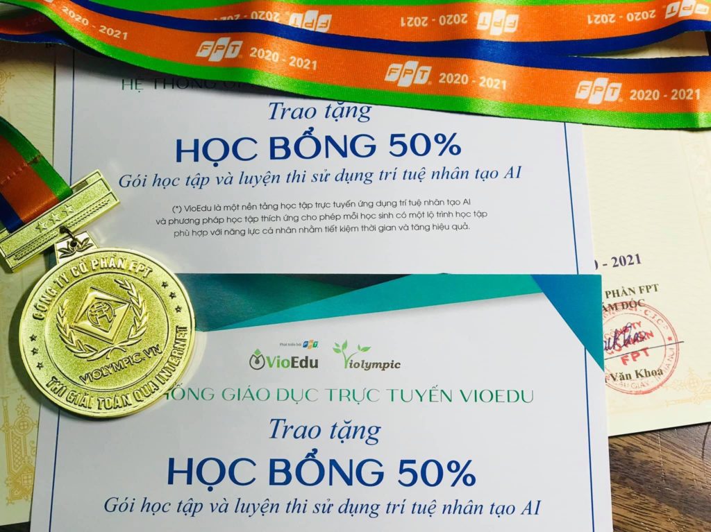 Học bổng 50% khoá học VioEdu dành cho các bạn học sinh đạt giải cuộc thi Violympic
