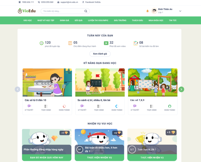 lộ trình học cá nhân hoá trên vioedu